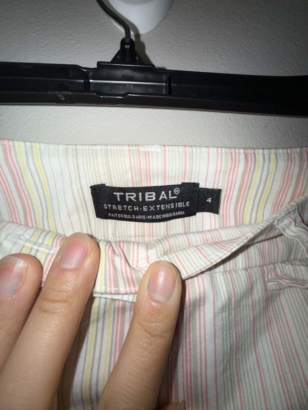 Tribal Stretch Extensible Pastel Striped Cropped Pants Size 4 - Picture 3 of 6